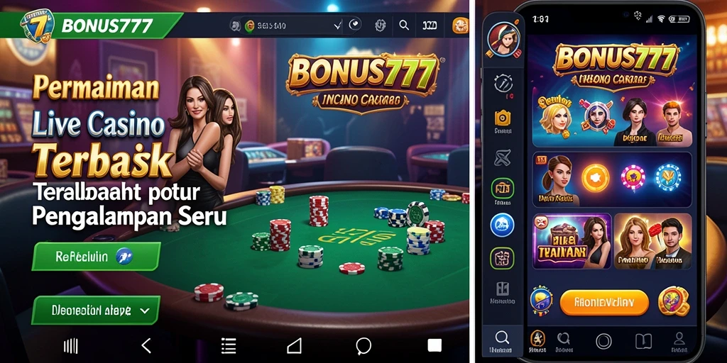 Tampilan gameplay Live Casino yang seru dan interaktif di BONUS777.