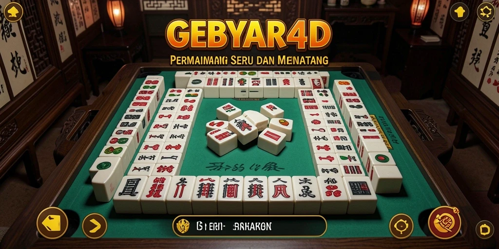 Tampilan gameplay GEBYAR4D dengan grafis Mahjong yang menarik.