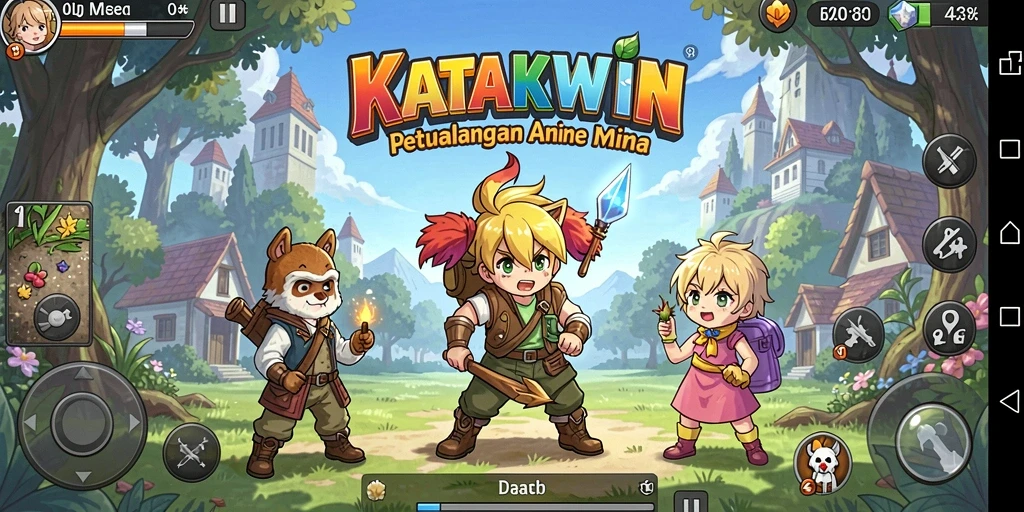 Gameplay seru dalam KATAKWIN dengan karakter yang unik.