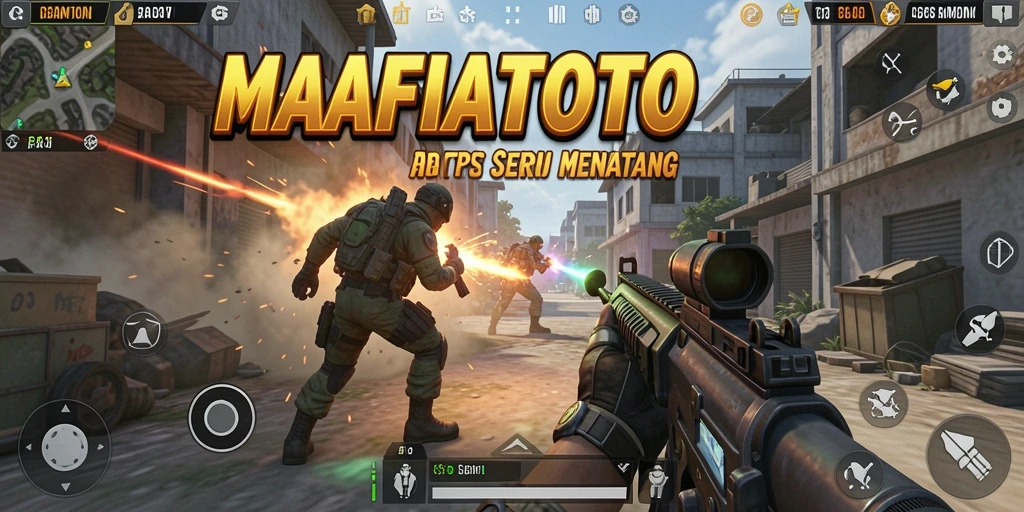 Tangkapan layar gameplay MAFIATOTO dengan aksi tembak-menembak yang mendebarkan.