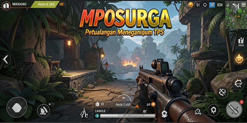 Tangkapan layar gameplay MPOSURGA menampilkan pertarungan intens di arena TPS.
