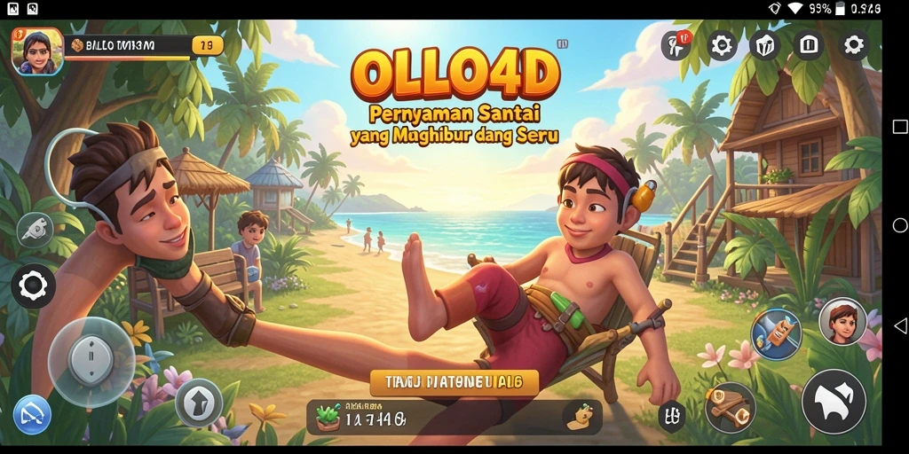 Tampilan gameplay menyenangkan dari OLLO4D dengan grafis cerah dan interaksi sosial.