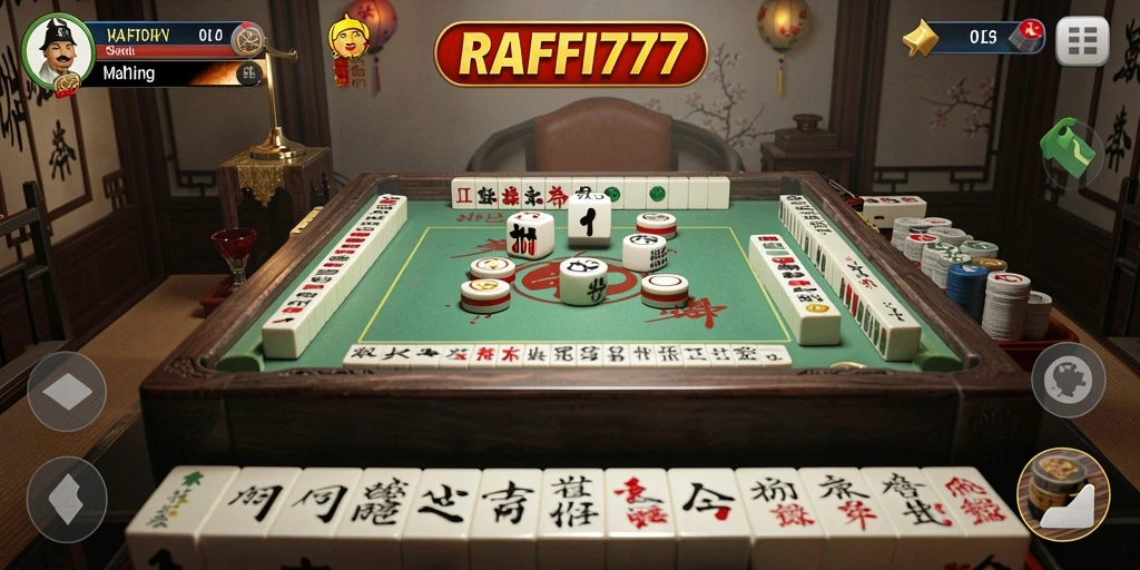 Screenshot utama RAFFI777 menunjukkan gameplay Mahjong yang menegangkan dan menarik.