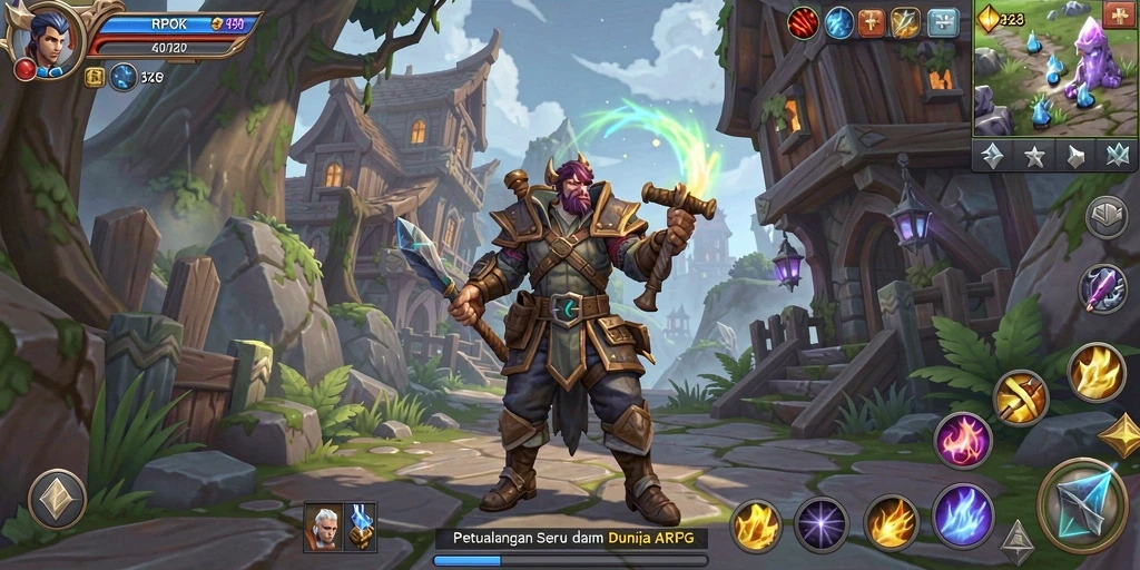 Tampilan gameplay seru RPOK dengan aksi petualangan yang mendebarkan.