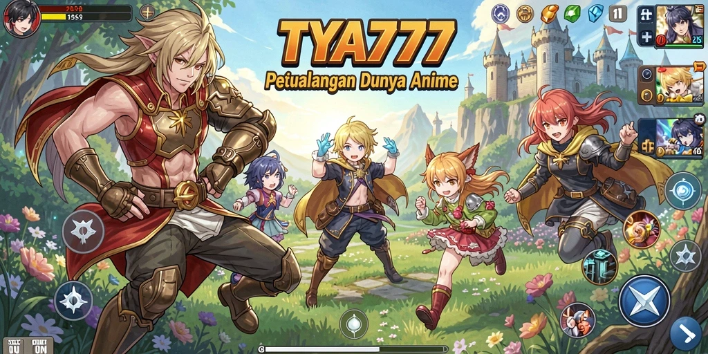 Tangkapan layar gameplay TYA777 menampilkan aksi karakter anime yang mendebarkan.