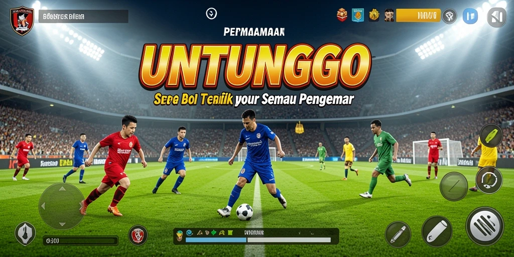 Tangkapan layar menampilkan gameplay sepak bola yang mendebarkan di UNTUNGGO.